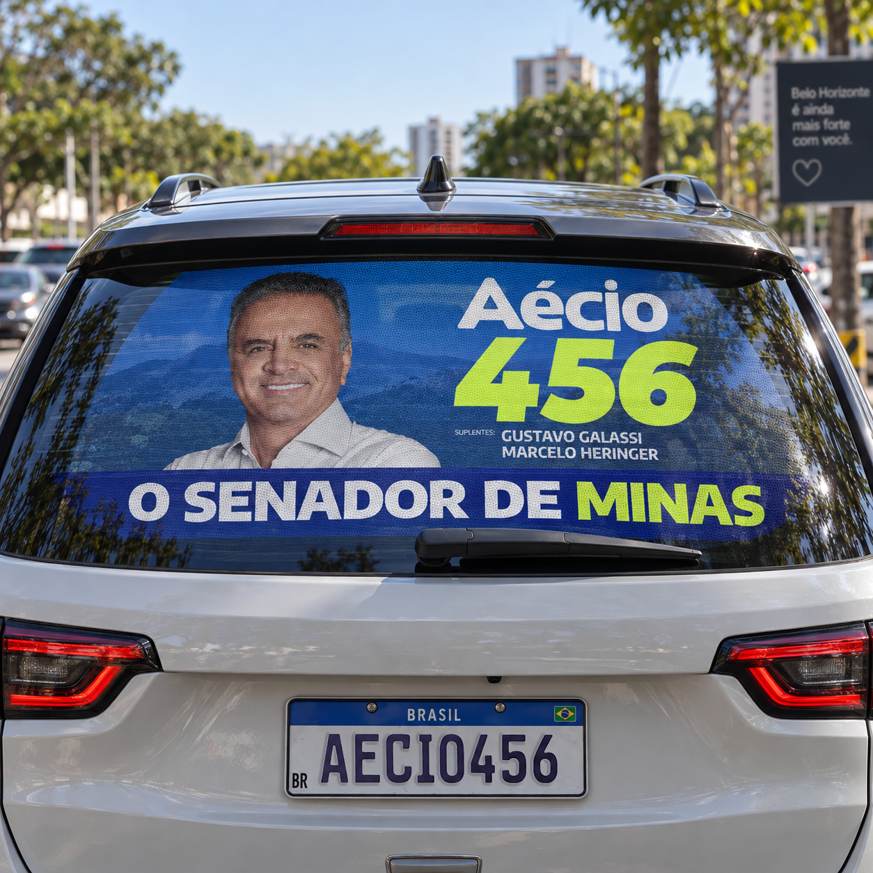 Seethrough, adesivo de carro da campanha Aécio Neves